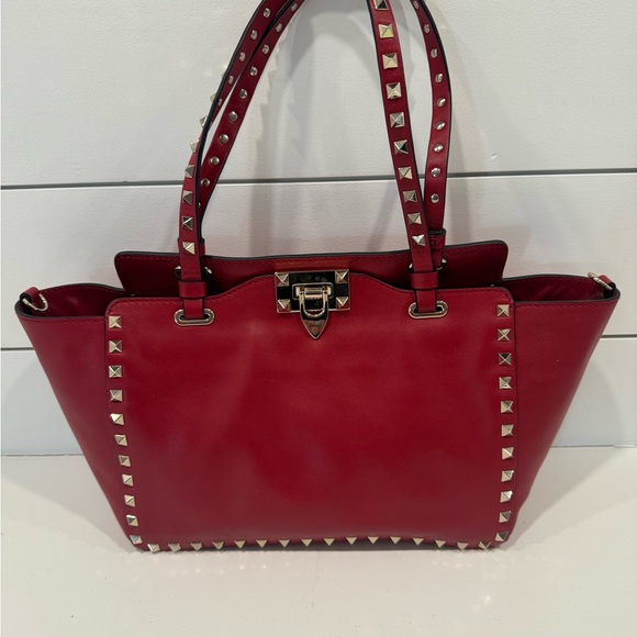 Valentino Garavani Red Studded Shoulder Bag - Picture 1 of 11